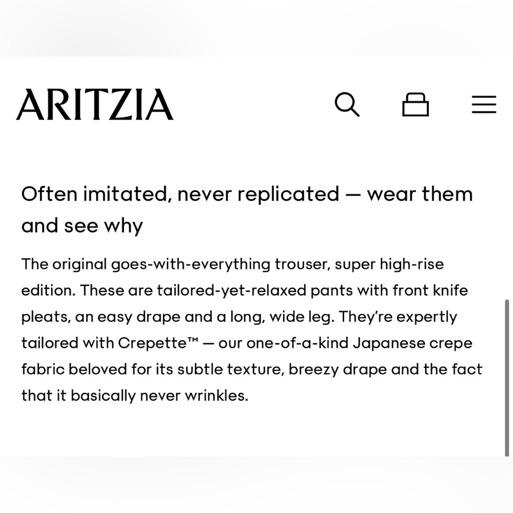 NWT Aritzia The Effortless Pant™ Super Hi-rise Dark Night Navy Size 6 Crepette - Picture 10 of 13